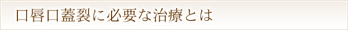 口唇口蓋裂に必要な治療とは